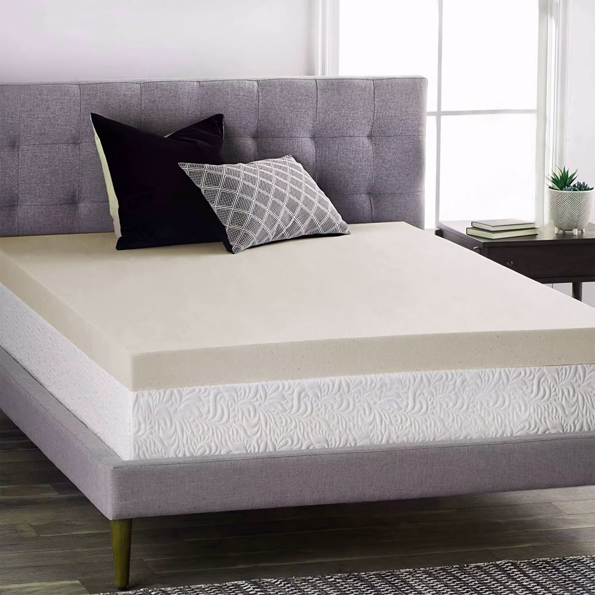 Sprign Sleep 1-Inch High Density Foam Topper, Queen, Adds Comfort.
