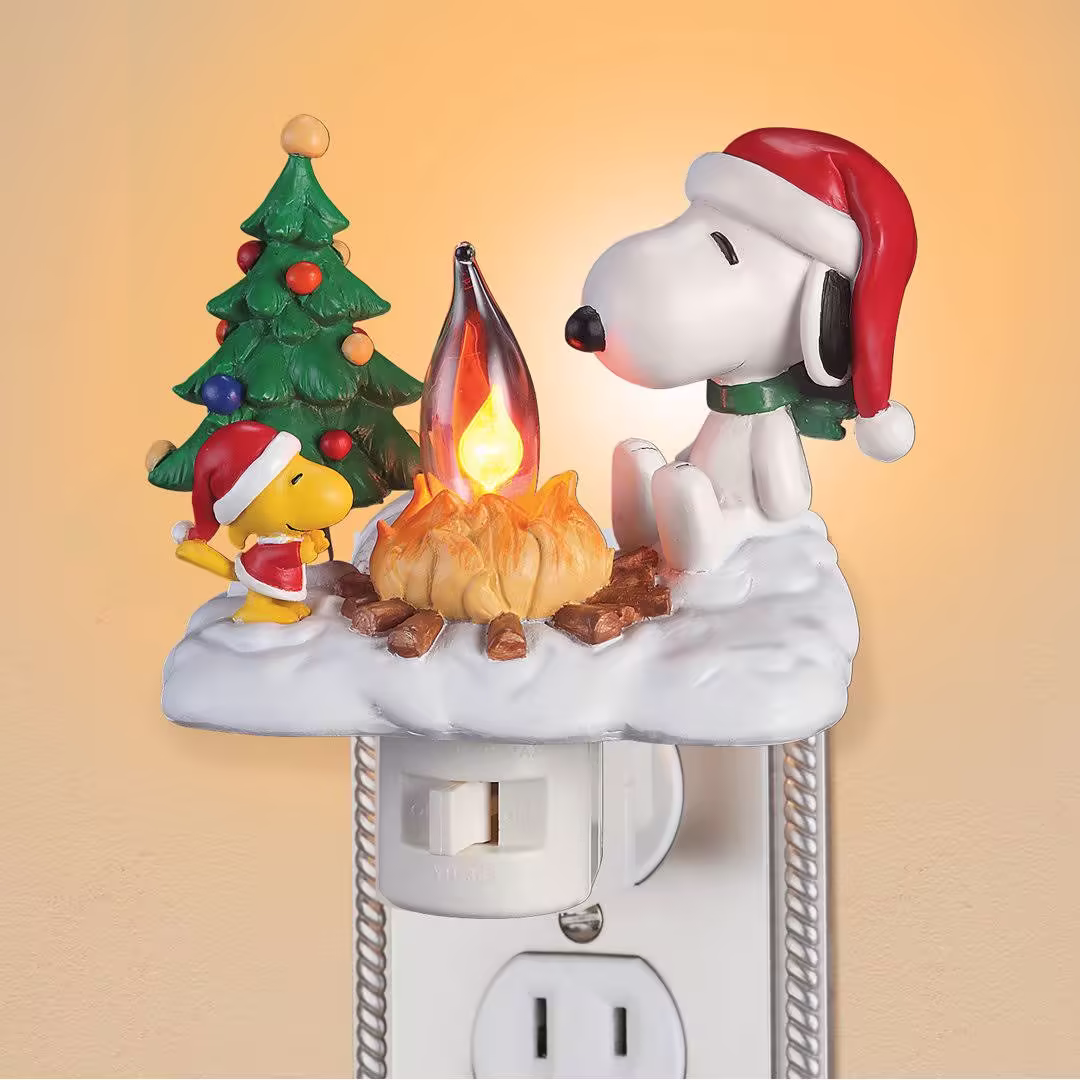 Roman Snoopy Woodstock Campfire Flickering Night Light