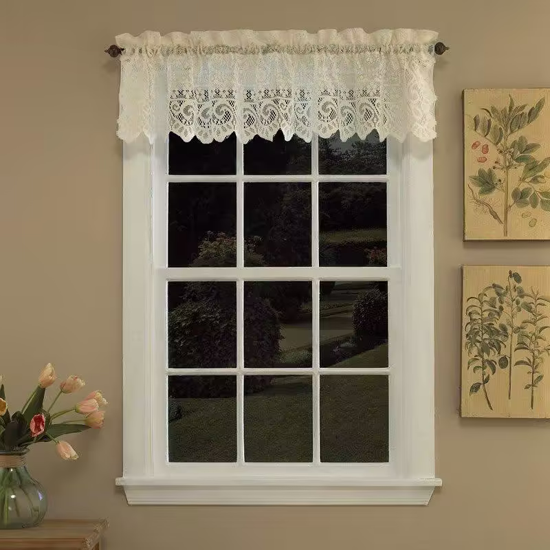 Sweet Home Collection Old World Style Floral Heavy Lace Curtain Valance