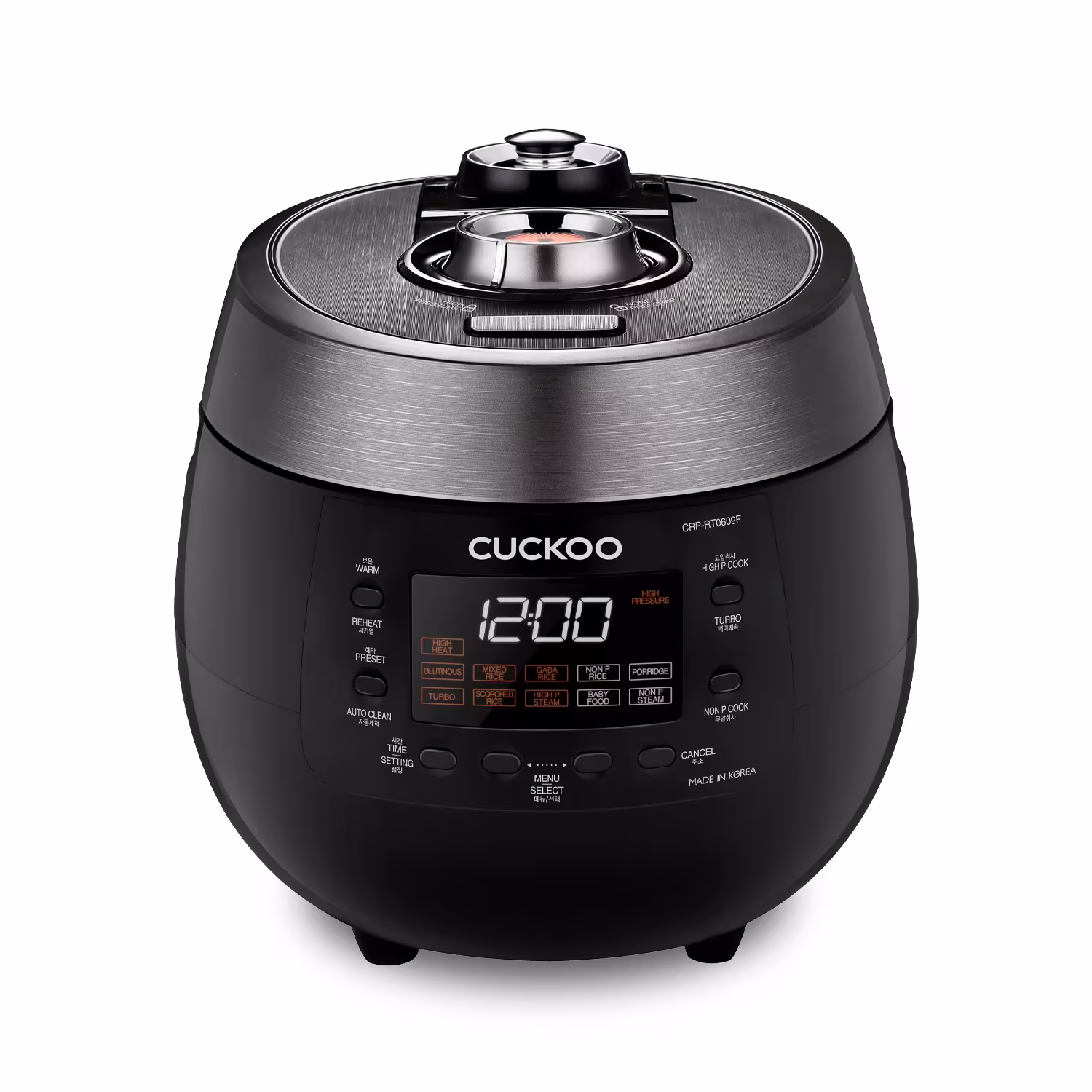 CUCKOO CRP-RT0609FB 6-Cup (Uncooked) / 12-Cup (Cooked) Twin Pressure Rice Cooker & Warmer with Nonstick Inner Pot, 14 Menu Options, Safe Steam Release, 3 Voice Guide, Auto Clean (Black)