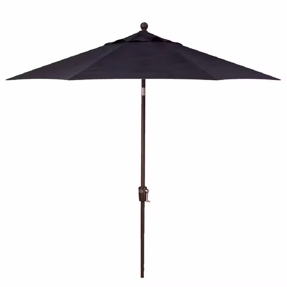 Outdoor Bronze 9' Push Button Tilt Umbrella - Navy