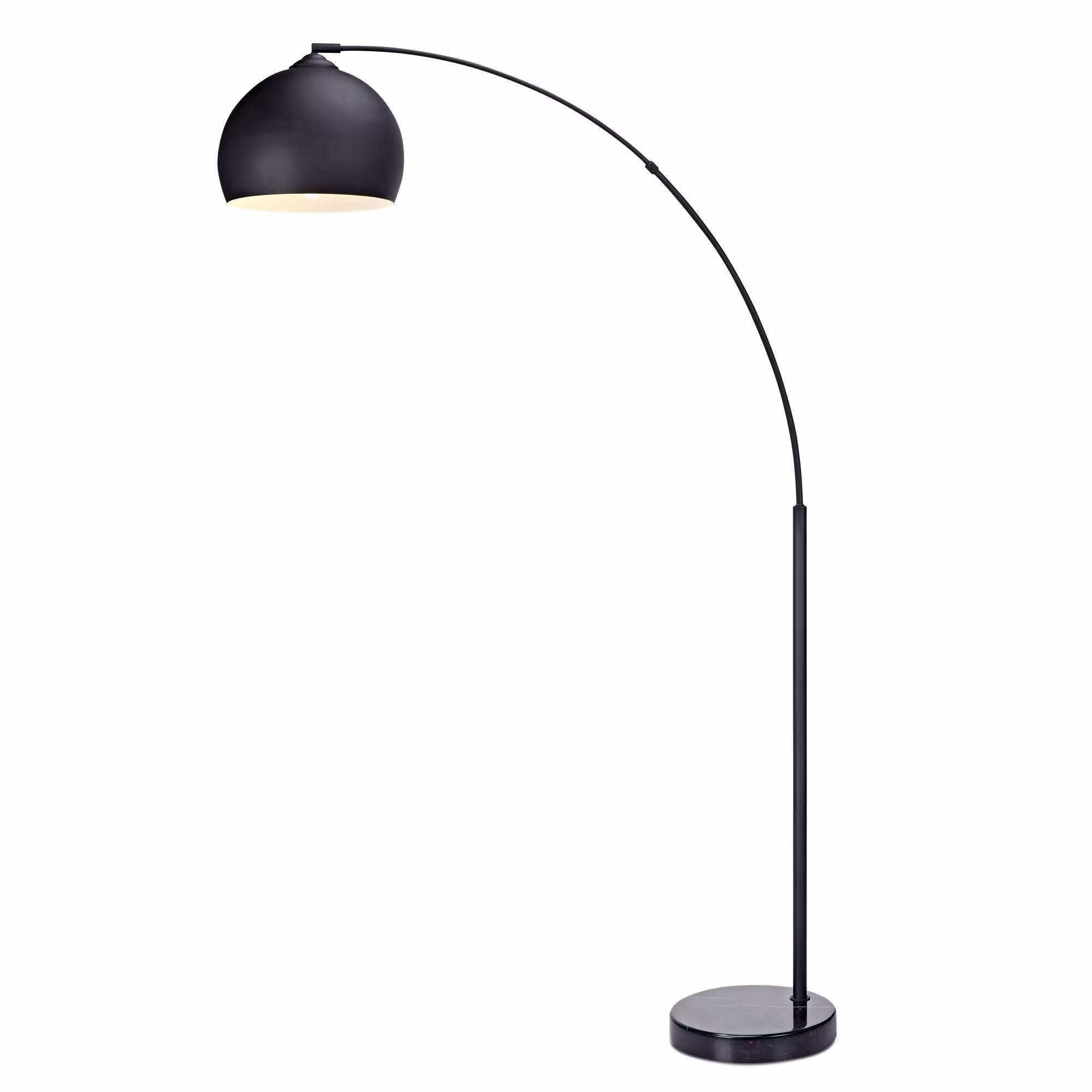 Versanora Arquer Black Marble Arc Floor Lamp - Black Shade