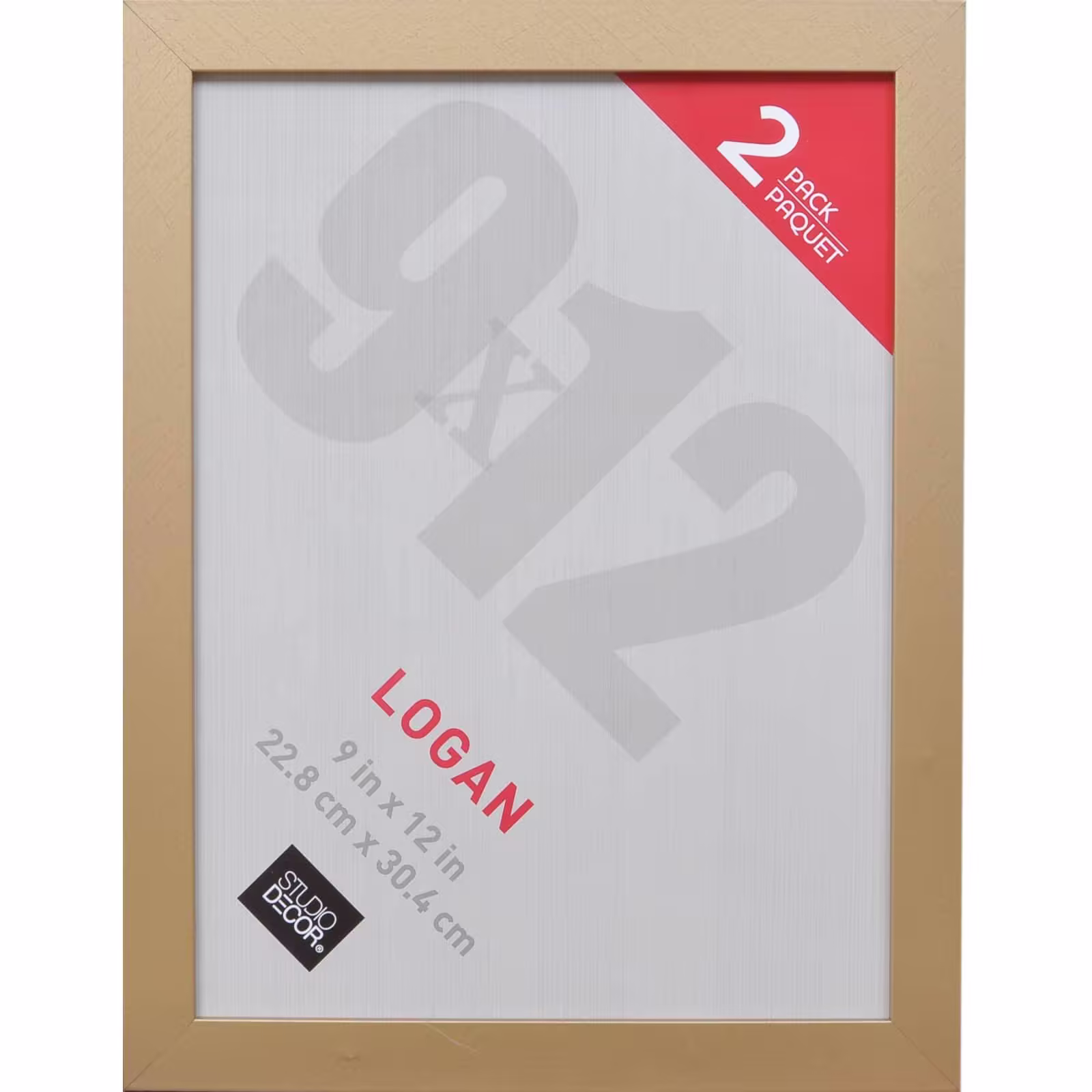 2-Pack Wall Frames, Logan by Studio Dcor 9" x 12" in Gold