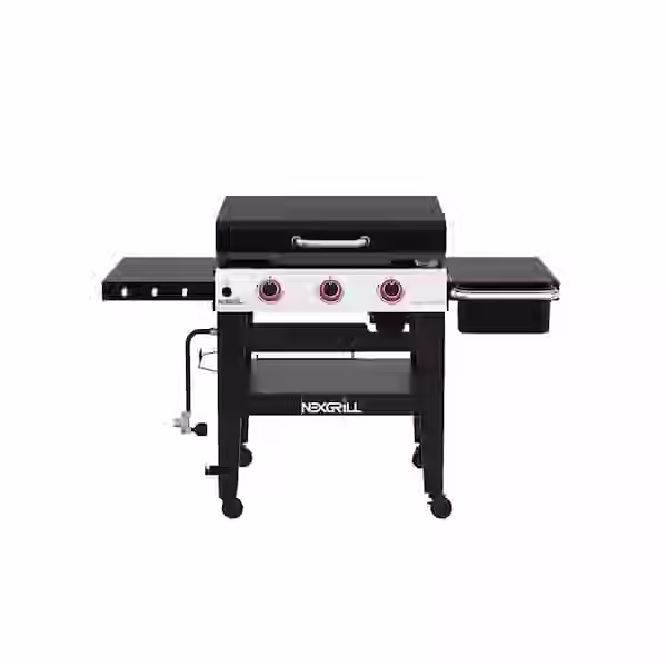 Daytona 3-Burner 30 in. Propane Gas Griddle in Black with Lid