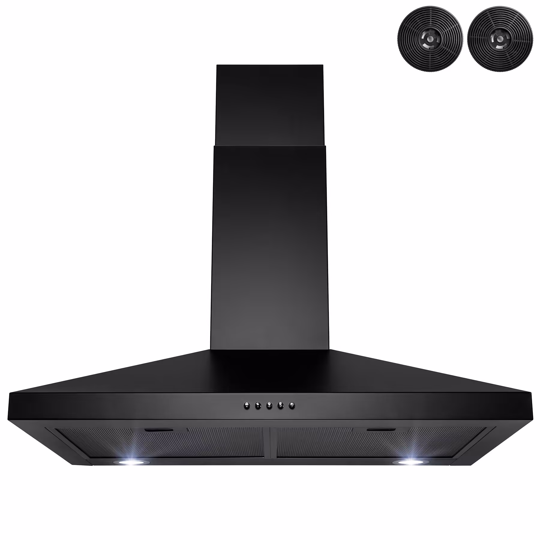 AKDY 30-in Convertible Black Painted Wall-Mounted Range Hood with Charcoal Filter RH0474