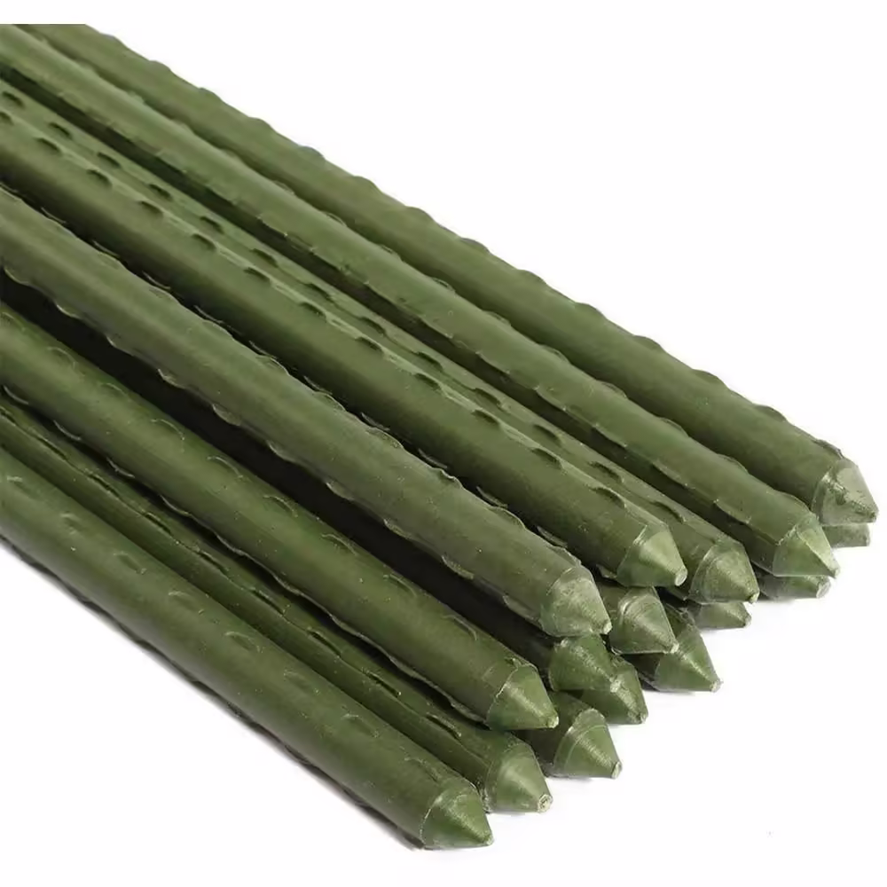 Ecostake 2/5 in. Dia x 35 in. H, Sturdy Steel Garden Stakes Plastic Coated Plant Stakes for Climbing Plants, (10-Pack)