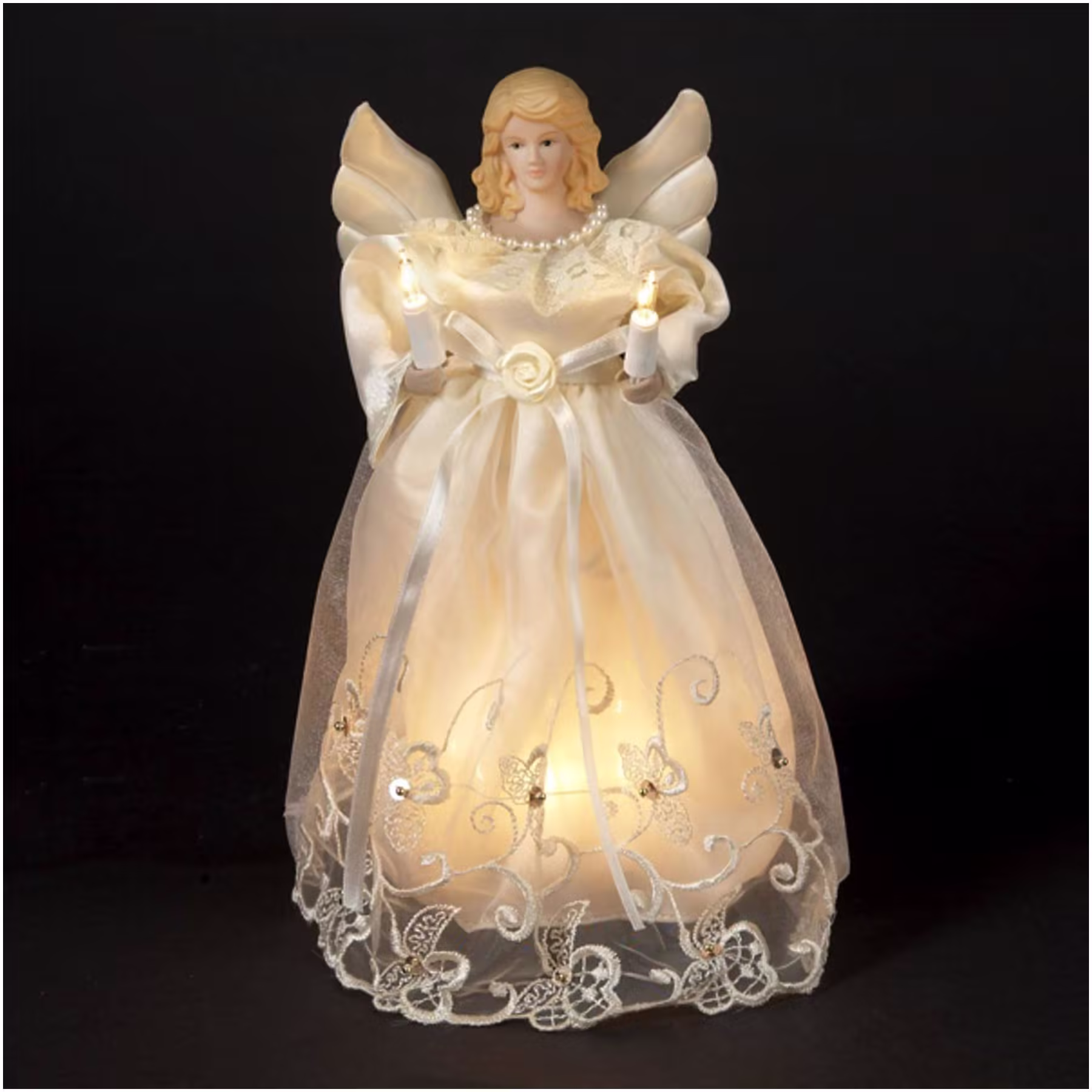 Ksa 10" Lighted Seasons of Elegnace Angel Christmas Tree Topper - Clear Lights