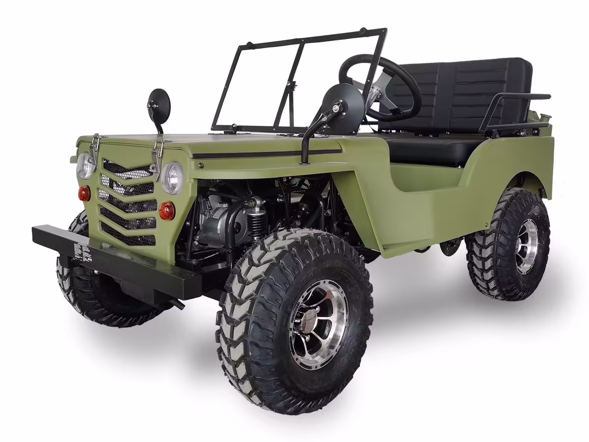 SYX MOTO 125cc Go Kart 4-Wheeler, 3-Speed + Reverse, Electric/Kick Start, 35 MPH Max Speed for Teens & Adults, Matte Green