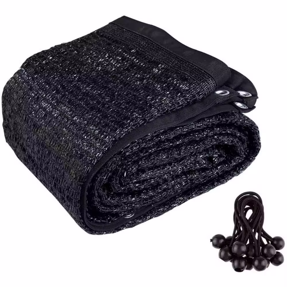 10 ft. x 20 ft. 60% Greenhouse Shade Cloth Cover with Grommets, Black