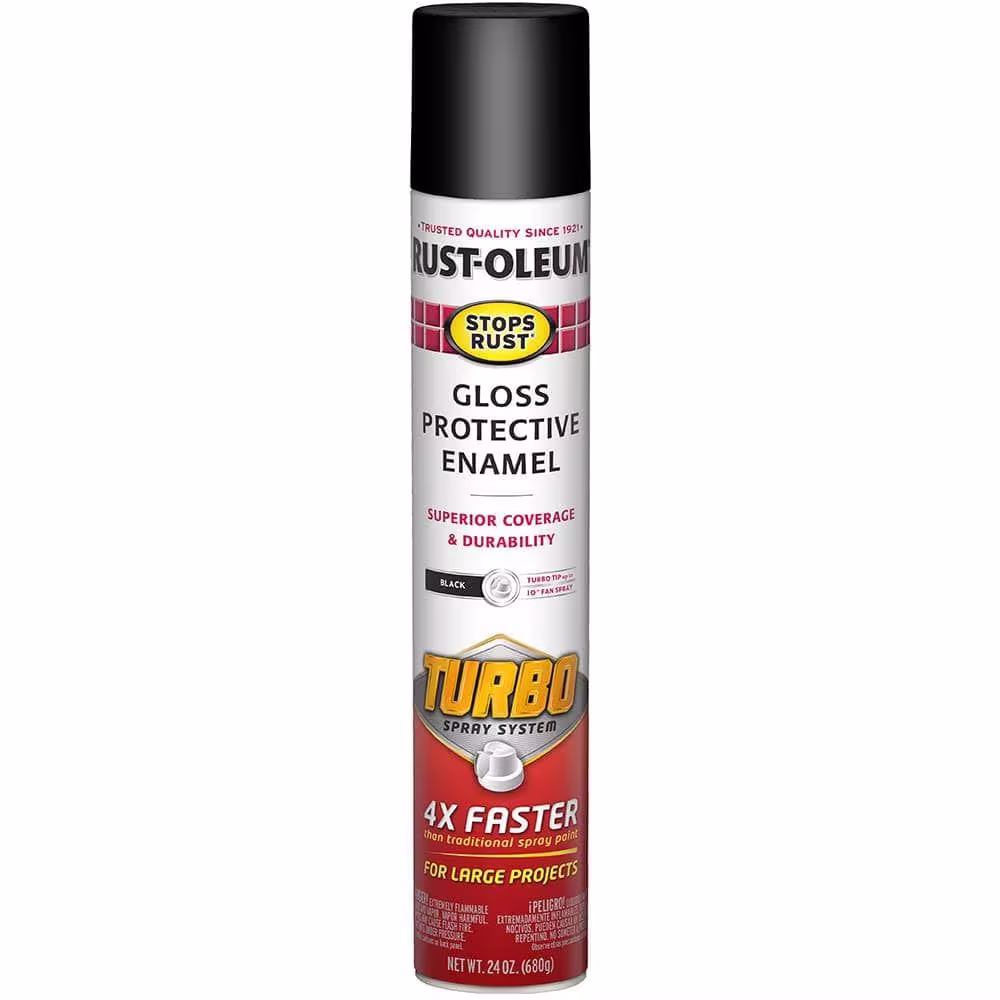 Rust-Oleum 334128-6pk Stops Rust Turbo Spray Paint 6 Pack Gloss Black