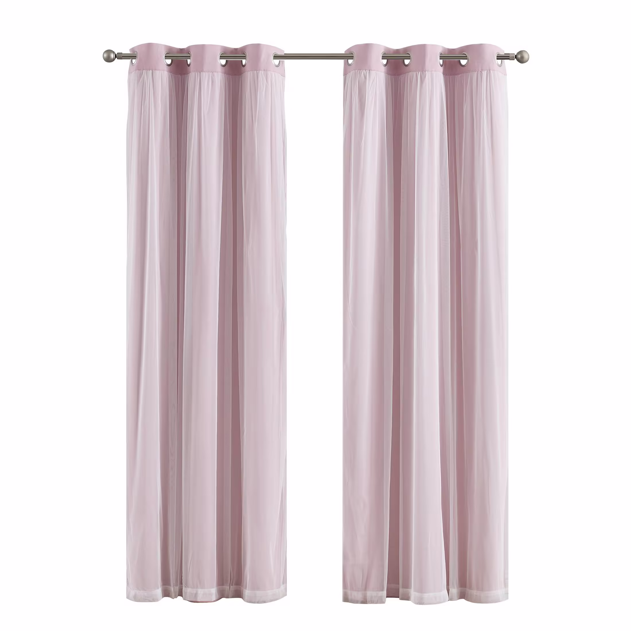 Your Zone Blackout with Sheer Overlay Grommet Curtain Panel - Pink - 37 x 84 in