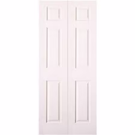 Masonite Bi-Fold 36 in. x 80 in. 6-Panel Door Prefinished Painted in White 0201615360792VVV980010-Instock
