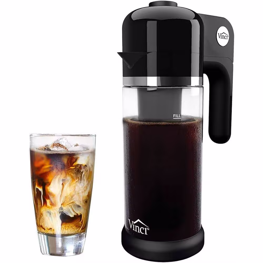 Vinci Express Cold Brew Coffee Maker | Electric, Cold Brew Coffee in 5 Minutes, Glass Carafe, 37 Fluid Ounces, Black