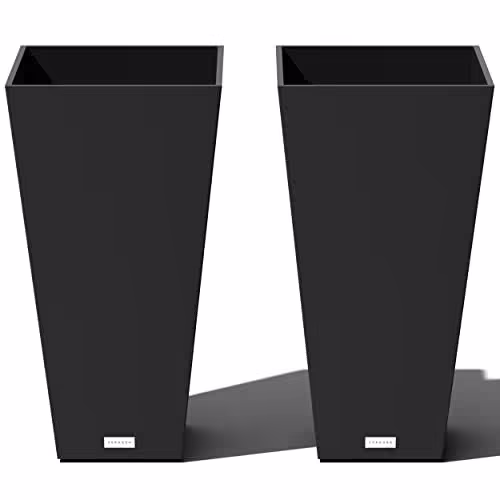 Veradek V-Resin IndoorOutdoor Taper Planter, 2-Pack (26 inch, Black)