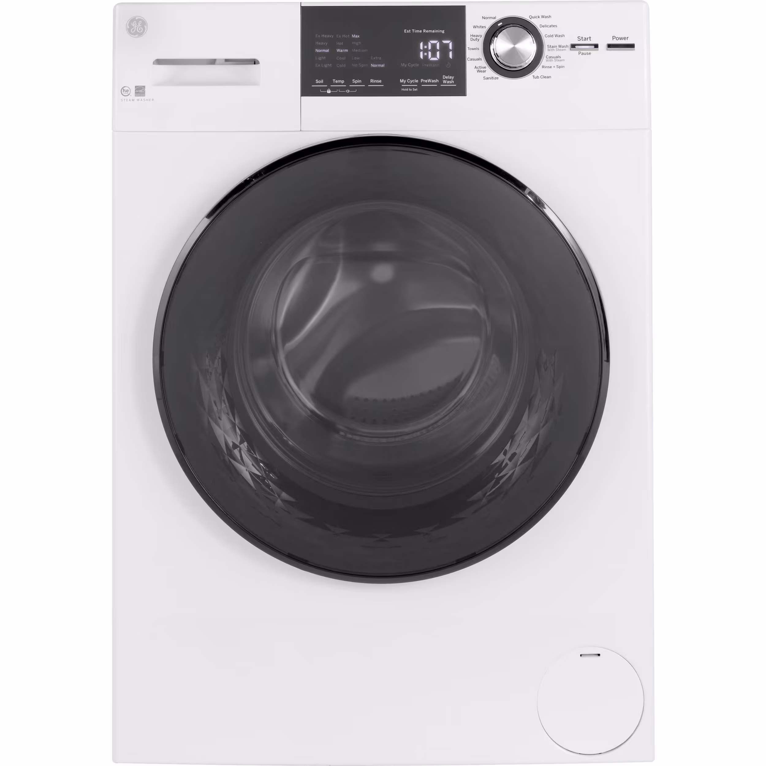 GE GFW148SSMWW 2.4 Cu.Ft. White Front Load Washer with Steam - Energy Star
