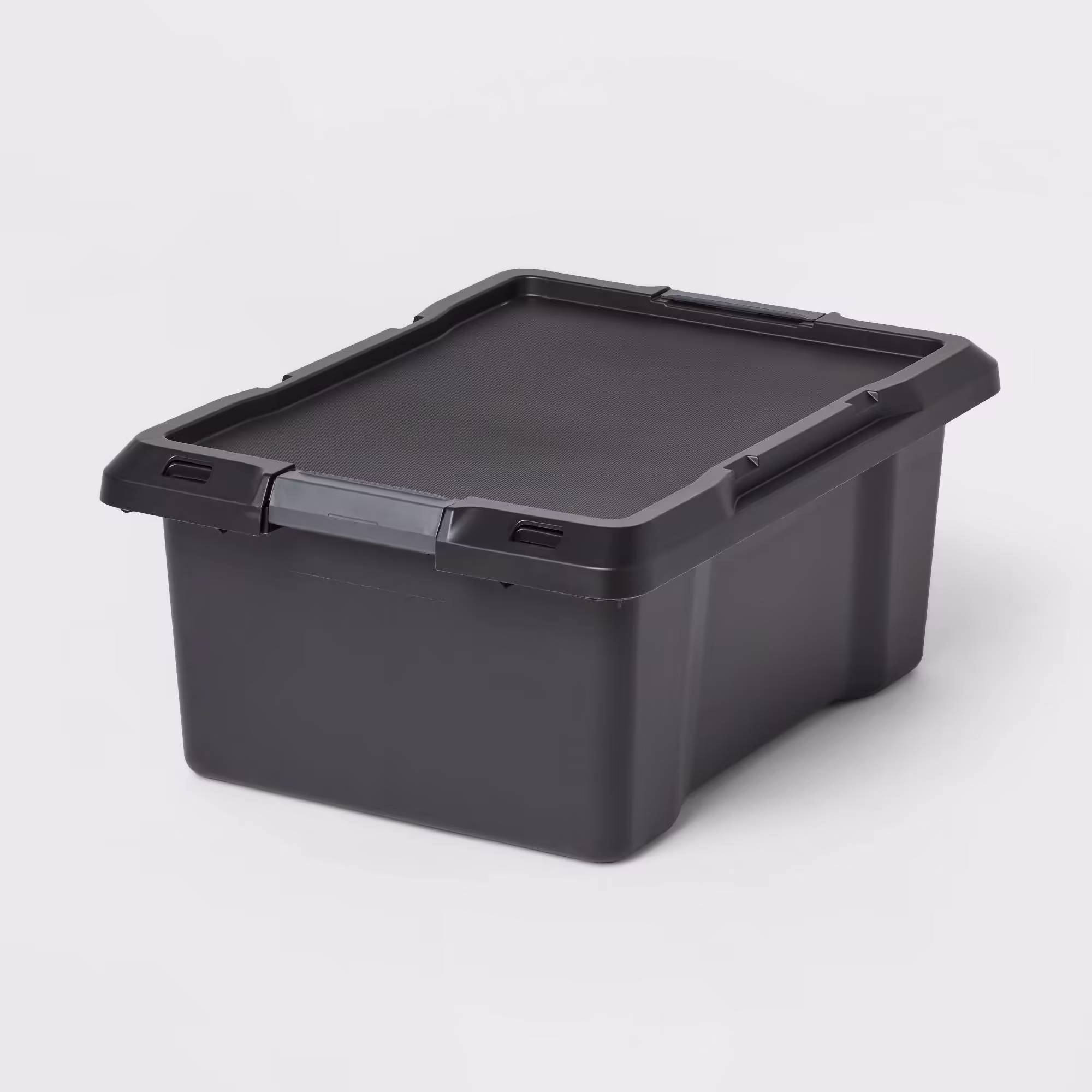 12gal Medium Latching Storage Tote Black - Brightroom