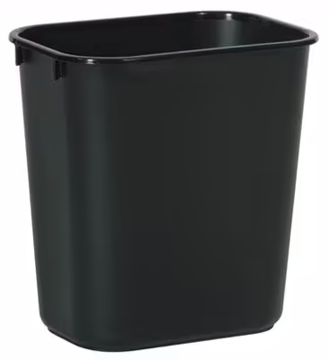 Rubbermaid Standard Series 13 qt Rectangular Wastebasket, Black