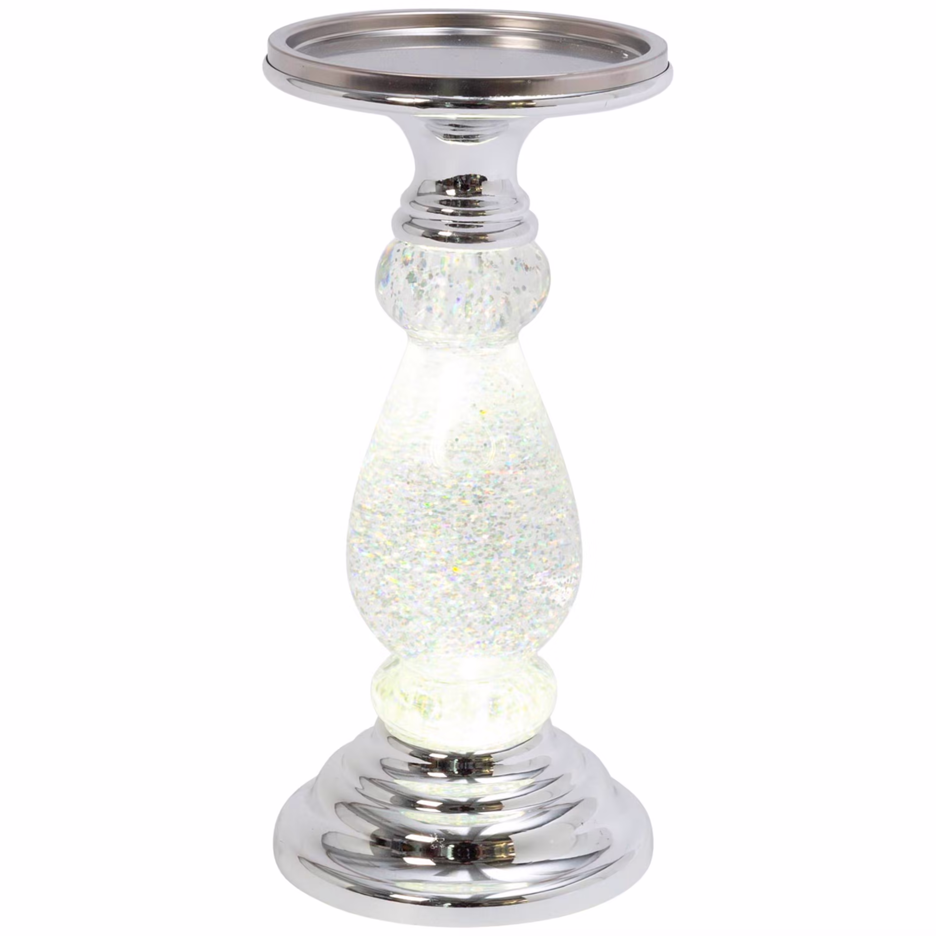 Gerson 10.25-Inch Battery Operated Water Globe Candle Holder, Silver
