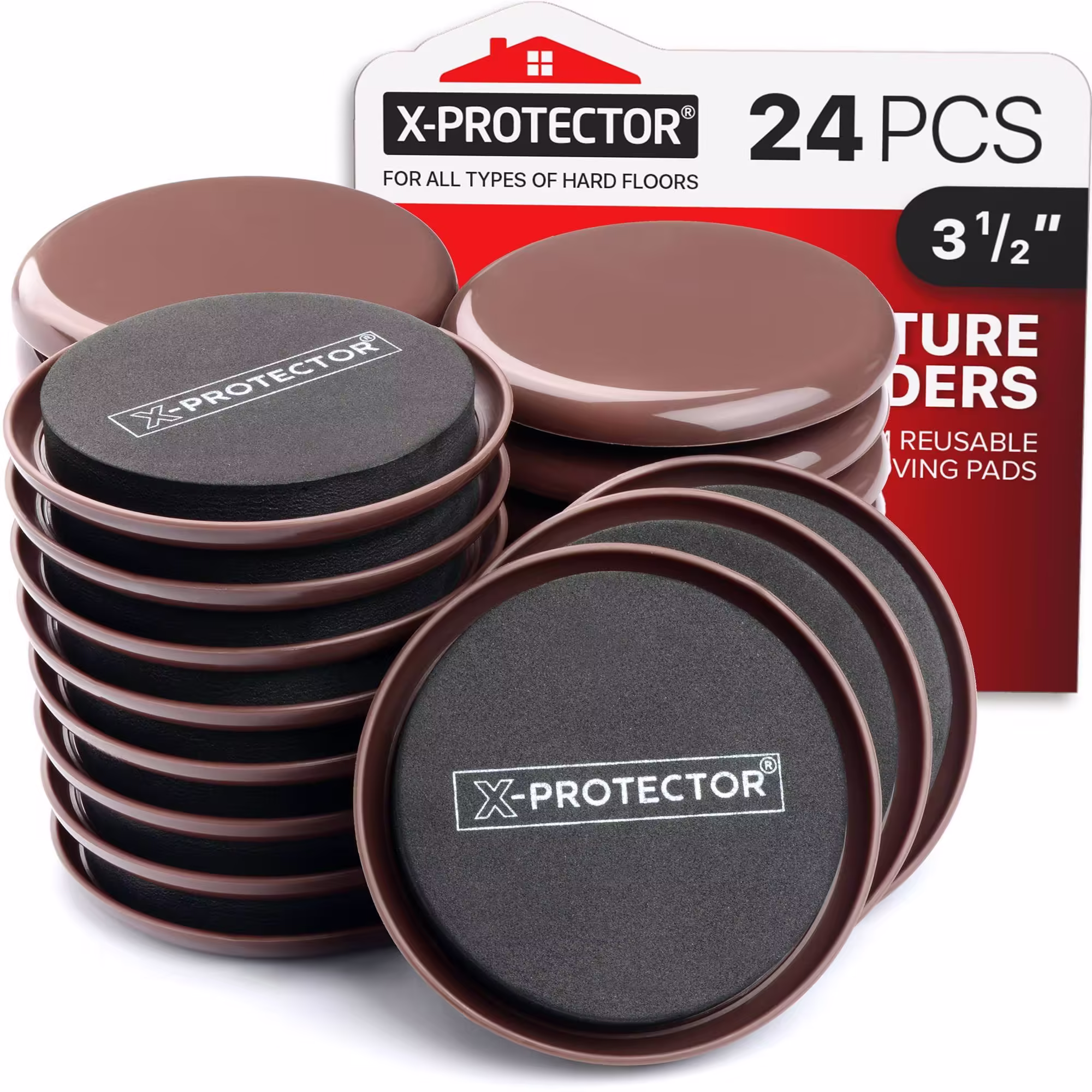 24 Pcs Furniture Sliders for Carpet by X-Protector