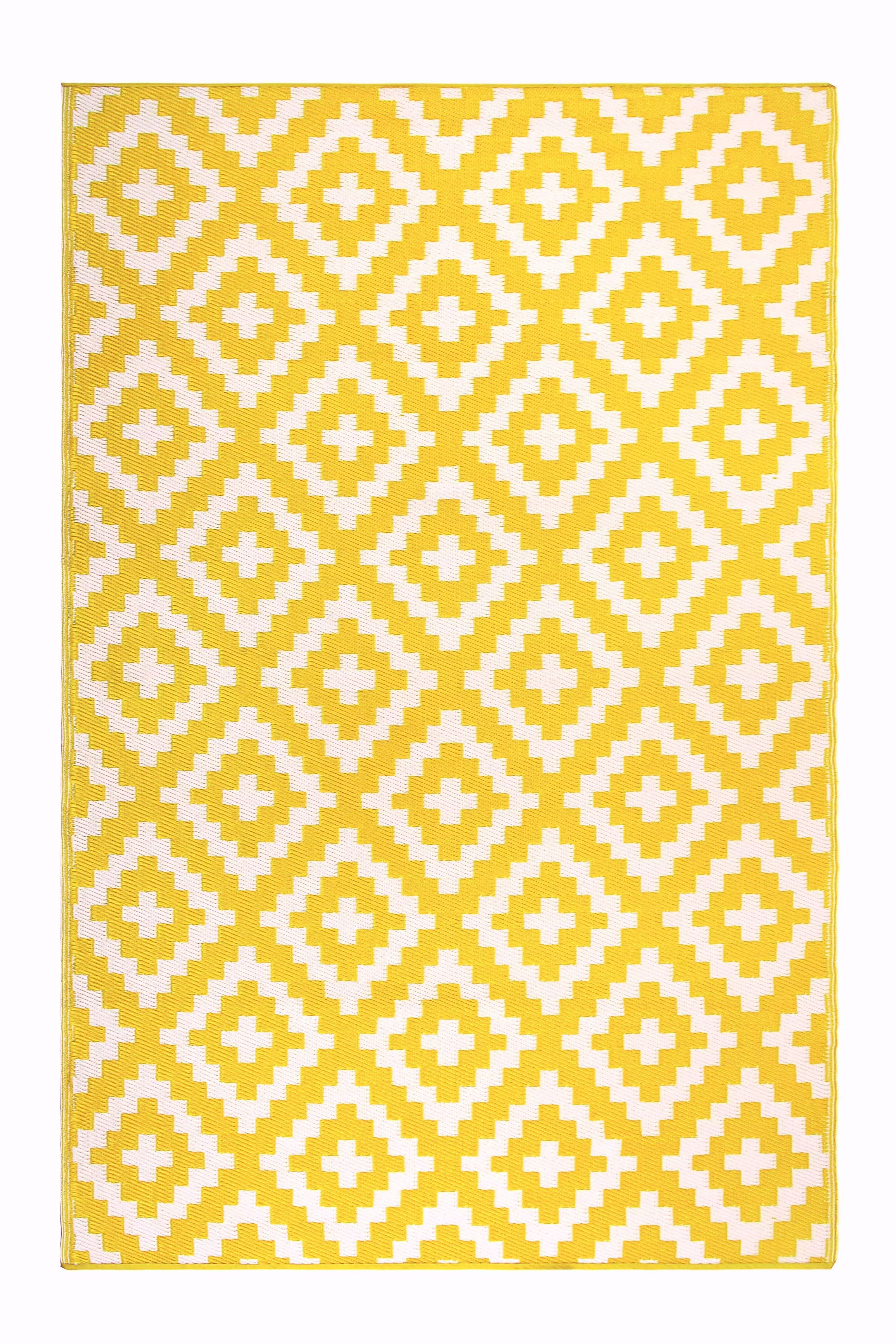 FH Home Outdoor Rug - Waterproof, Fade Resistant, Reversible - Premium Recycled Plastic - Geometric - Porch, Deck, Balcony, Mudr