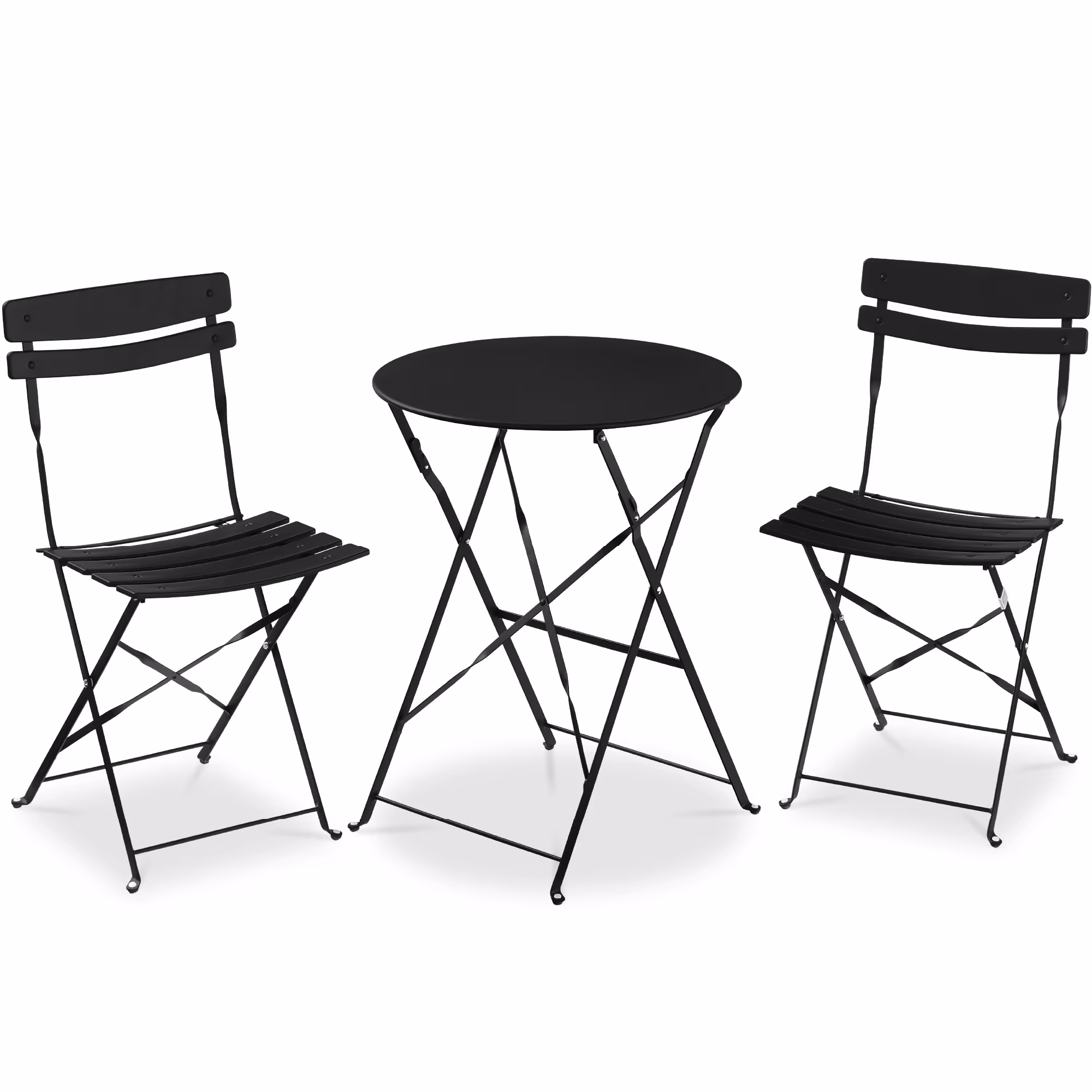 Best Choice Products 3-Piece Small Bistro Set, Folding Patio Furniture Set of 2 Chairs and Table - Black