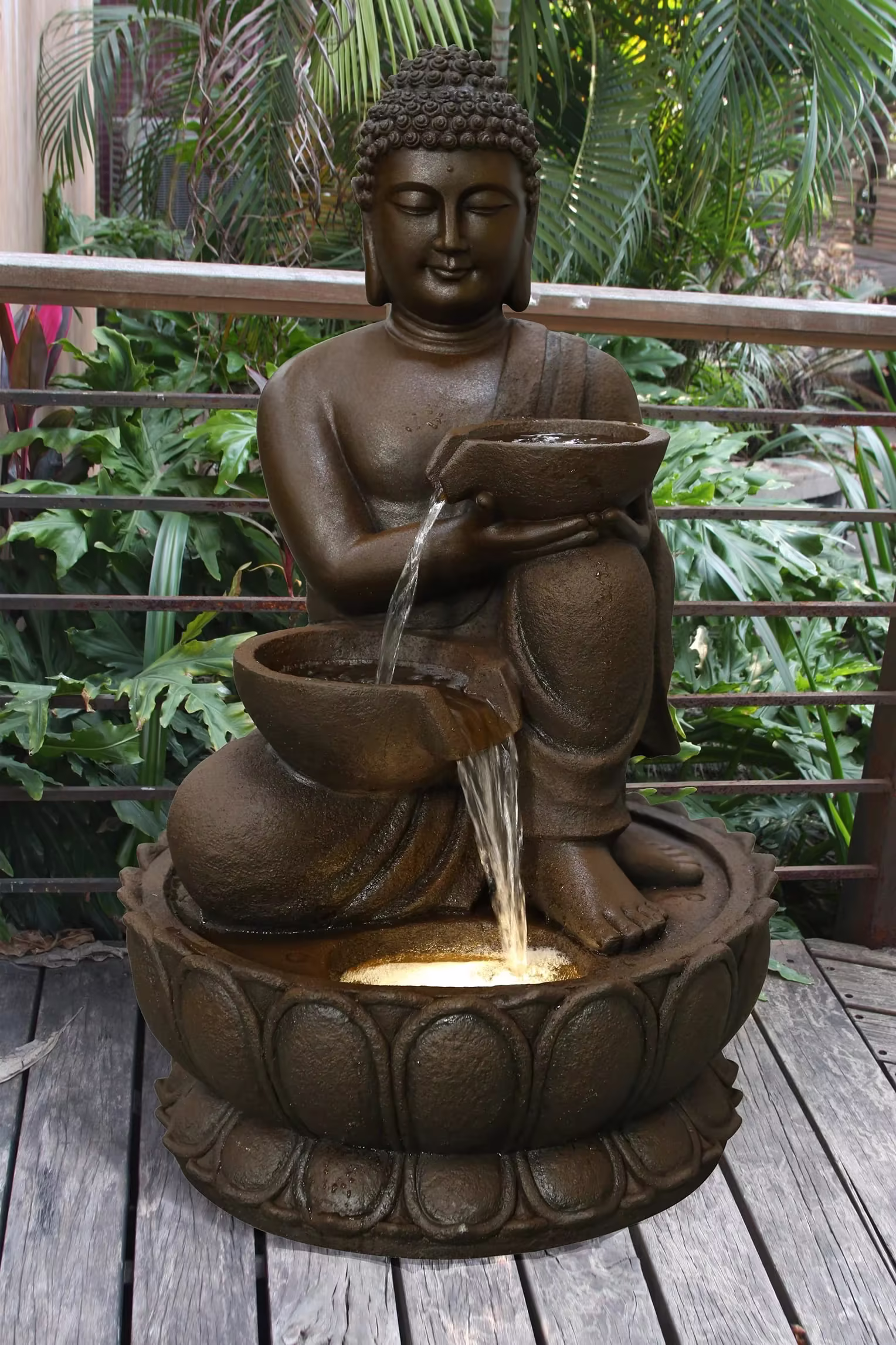 Large Buddha Fountain with Warm White LED