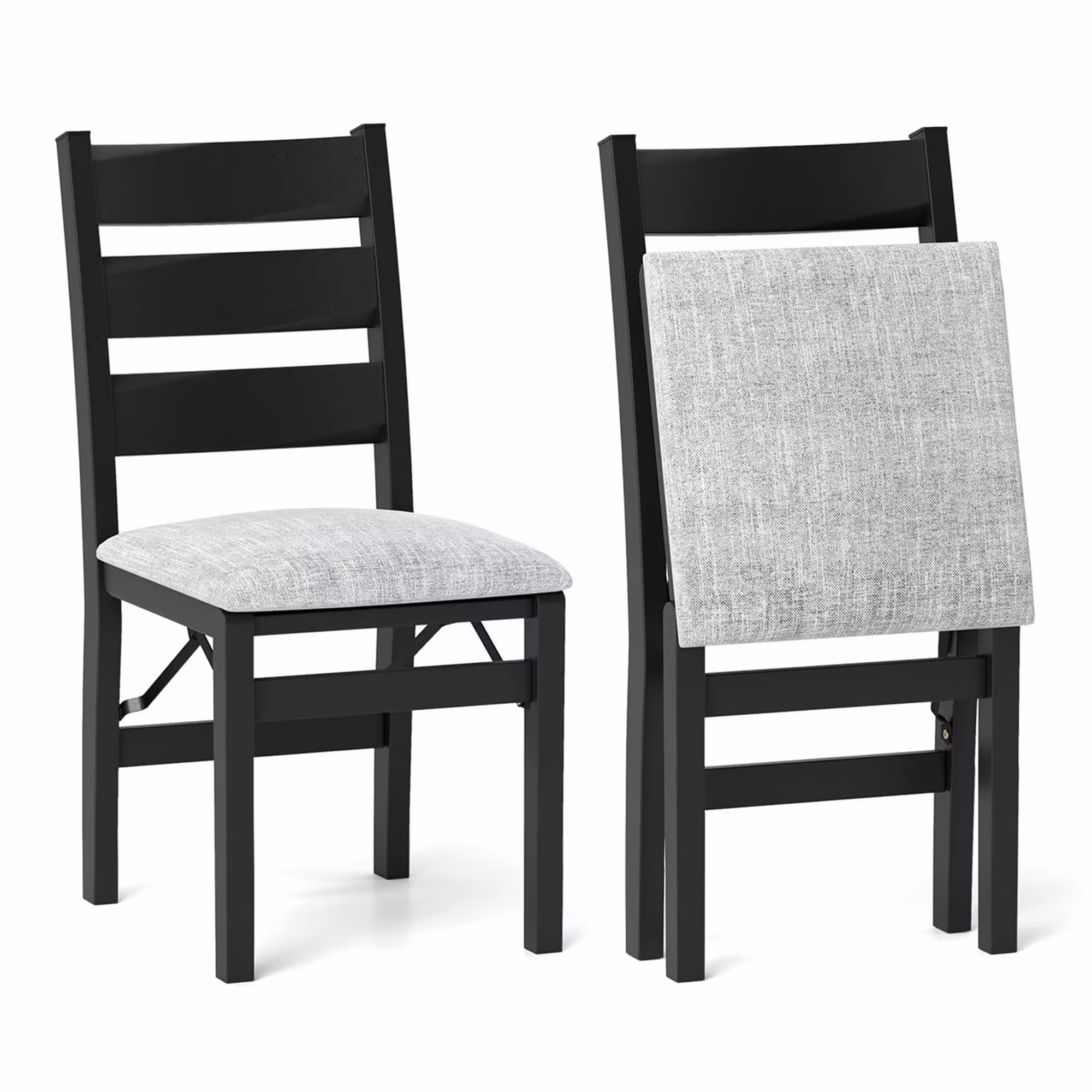 Costway Folding Chairs Set of 2 Modern Upholstered Chairs with Comfy Backrest & Padded Seat