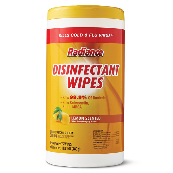 Radiance Lemon Scented Disinfectant Wipes – 75 Count