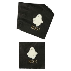 The Halloween Collection Boo! Ghost Black Paper Napkins