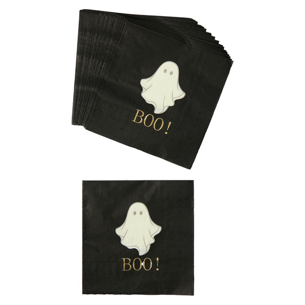 The Halloween Collection Boo! Ghost Black Paper Napkins