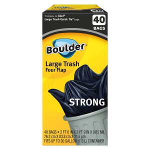 Boulder Large Trash Four Flap Bags – 40 Count