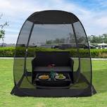 Alvantor Pop Up Screen House Gazebo with Mosquito Netting, Instant UV Resistant Sun Shelter, Beige / 15'x15'