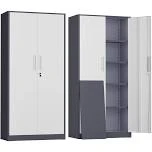 SOLAURA 71" Metal Garage Storage Cabinet with Locking Doors and Adjustable Shelves for Home, Office(Black), Light Gray & Dark Gray
