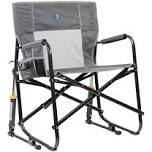 GCI Outdoor Freestyle Rocker XL Oversized Foldable Rocking Camp Chair, Pewter, Indigo / Single