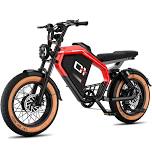 Luckeep M5 Electric Bike for Adults/Teen, 1500W Peak Motor, Max 32MPH, 48V 15AH Battery, Max 60 Miles Electric, Red / M5 Ultra- 3000W-40AH