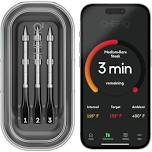 CHEF iQ Sense Smart Wireless Meat Thermometer with 3 Ultra Thin Probes, Unlimited Range Bluetooth Meat Thermometer, Digital Food Thermometer, double-